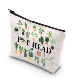 BDPWSS Plant Lover Makeup Bag Gardener Gift Planting Mom Gift Pot Head Zipper Pouch for Crazy Plant Lady Gift (Pot Head CA)