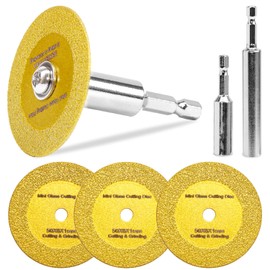 3PCS 2 Inch Mini Glass Cutting Disc, 1mm Ultra-Thin Diamond Cutting Blade Wheel with 2PCS 1/4" Hex Shank, for Cutting Tile, Ceramic, Porcelain, Marble, Jade, Granite - Fits Electric Drills