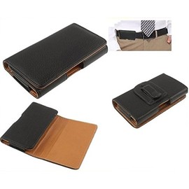 DFV mobile - Case Belt Clip Synthetic Leather horizontal Premium for Celkon Campus A35K Remote - Black