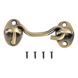 sourcing map 3 Inch Hook and Eye Latch, Barn Door Lock Privacy Hardware Stainless Steel Gate Lock for Window Cabin Hooks Sliding Door Bedroom Bathroom, Bronze