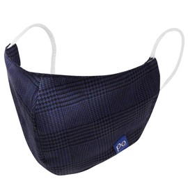 papakoso Family Mask, 3D Cloth Mask, Fashionable, Antibacterial, UV Protection, Pollen Cut (Glen Check / Navy, L)