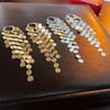 Long Sequin Tassel Statement Dangle Earrings for Women (V-Gold)