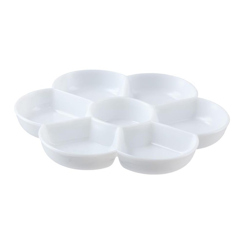 HomeSoGood 7-Well Flower Mixing Imitation Ceramic White Artist Paint Palette