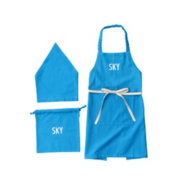 Lep 500859 Habitual Notebook, Kids Apron + Bandana, Set of 3, Cobalt Blue, Size L, Length 23.6 x Width 27.6 inches (60 x 70 cm), For Height 51.2 - 61.0 inches (130 - 155 cm), 100% Cotton, Machine