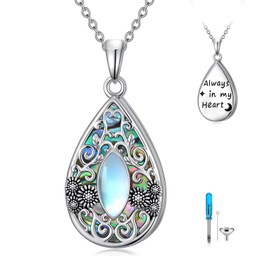 WINNICACA Urn Necklaces for Ashes 925 Sterling Silver Moonstone Teardrop Ash Necklace Cremation Jewelry Urn Pendants for Women Memorial Gifts for Birthday Christmas Funeral