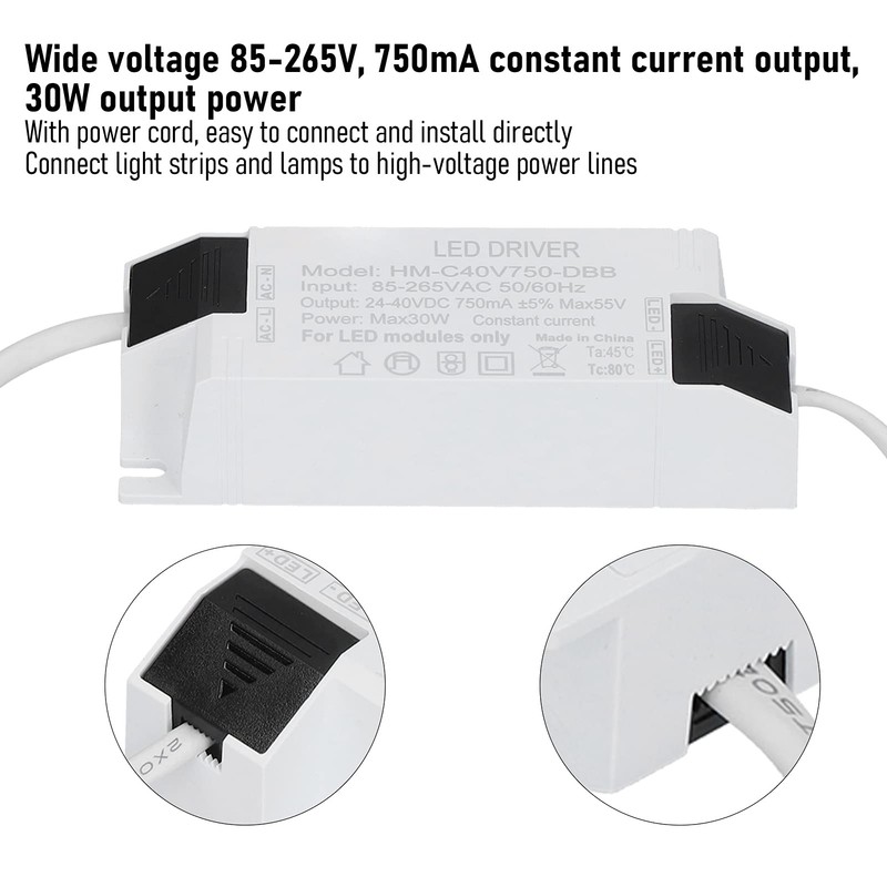 30W LED Driver - Transformer for LED Lighting, Universal Compatibility,