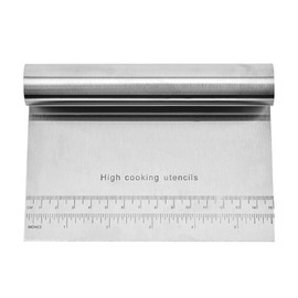 Dual Scale 430 Stainless Steel Dough Scraper for Chopping, Scraping, and Measuring in Kitchen