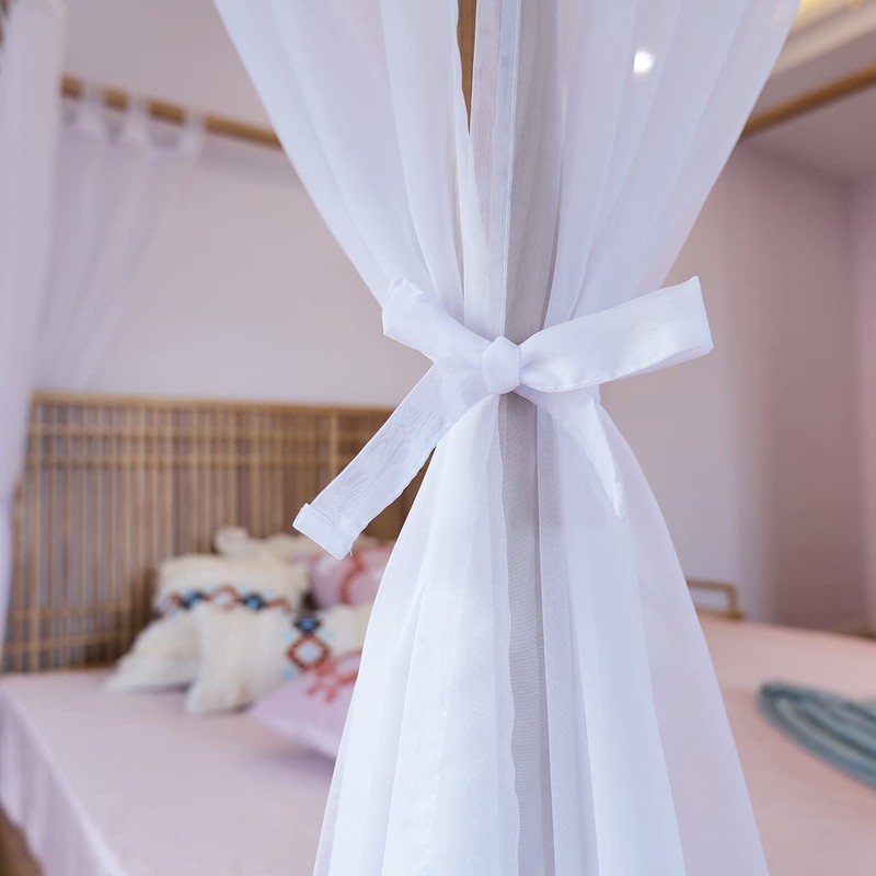 Linentalks Sheer Canopy Bed Curtains for King, Queen, Full and