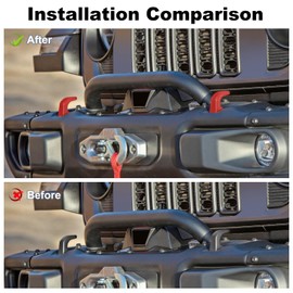 JWWY Bumper Tow Hook Covers Tow Trailer Hitch Receiver Cover Towing Hitch Rubber Sleeve Protector Cover Trim Fit for 2007-2025+Jeep Wrangler JL Gladiator JT 4XE JK Exterior Accessories 2pcs Red
