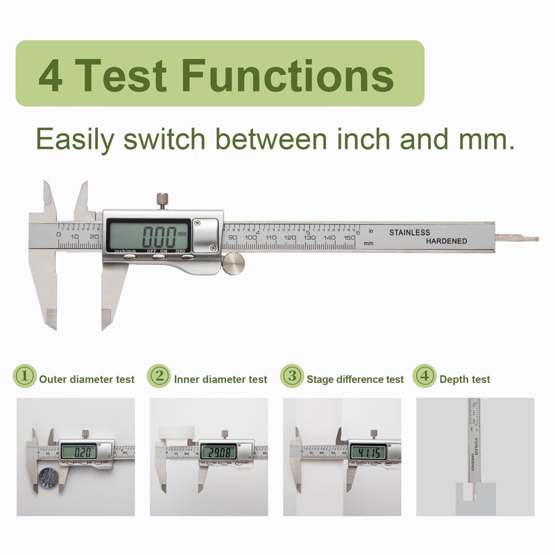 SCITOOLS All-Metal Digital Caliper 0-6" Measuring Tool, Micrometer Caliper with