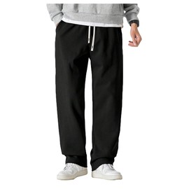 SOLY HUX Mens Sweatpants with Pockets Joggers Casual Straight Leg Sweat Pants Drawstring Waist Trousers Streetwear Solid Black L