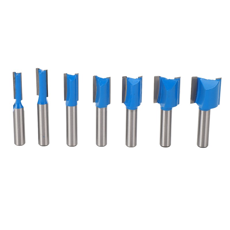 7 Pcs Straight Router Bit 8mm Shank Double Flute Wood