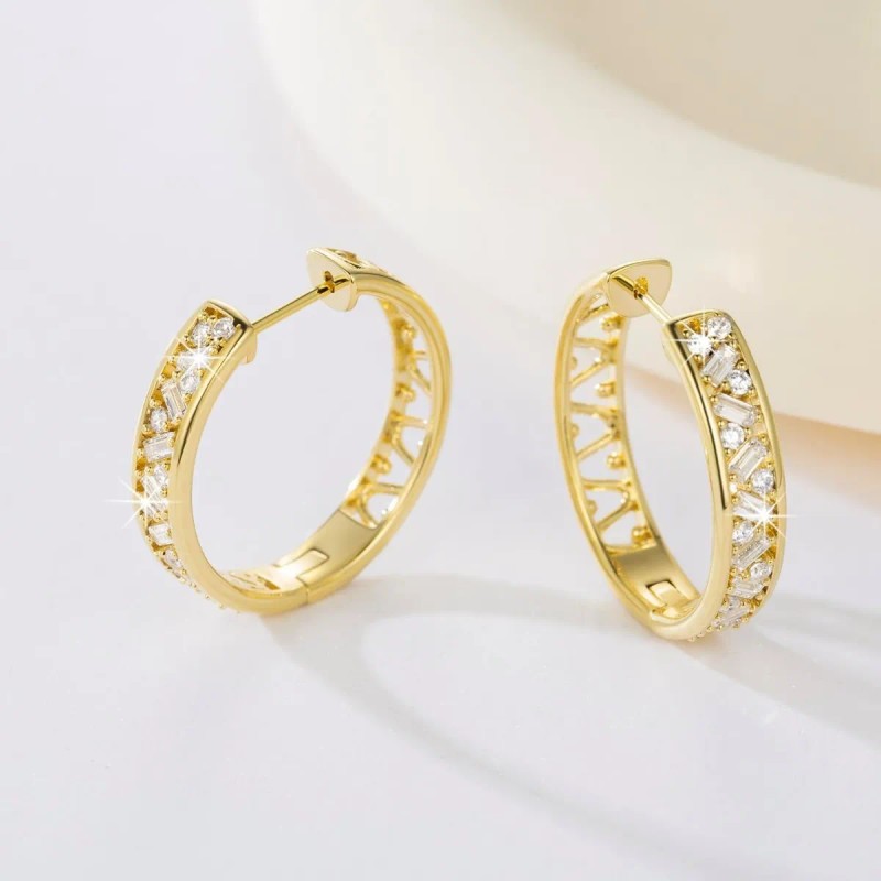 Aretes Huggie Arracadas Oro 14k Mujer Cz Joyería Fina Regalo