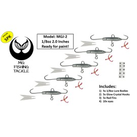 Walleye Jigging Rap Jig Lure - Ice Bait Bass Crappie Crystal Hooks Freshwater Pike Perch Treble Tackle Fishing (Clear Tails, 1/8 oz)