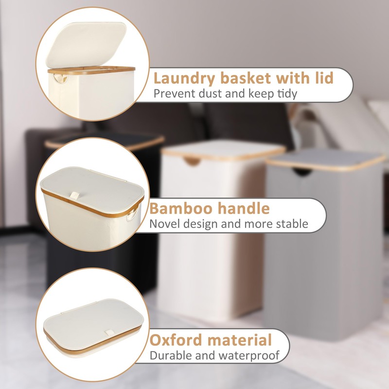 iEGrow 65L Slim Laundry Hamper, Narrow Laundry Basket with Lid,Foldable