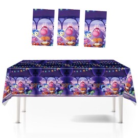 SJJCHU 3Pcs Inside Out tablecovers，Waterproof Oil-Proof Vinyl Disposable Tablecloth for Inside Out Party Kids Birthday Party Supplies