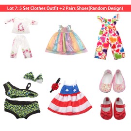 AugFrog 13Pcs 18 Inch Doll Accessories,5 Sets of Doll Clothes and 2 Pairs of Doll Shoes (Send by Random) for 18 Inch American Doll, Best Birthday Festivals for Kid, Gril -4