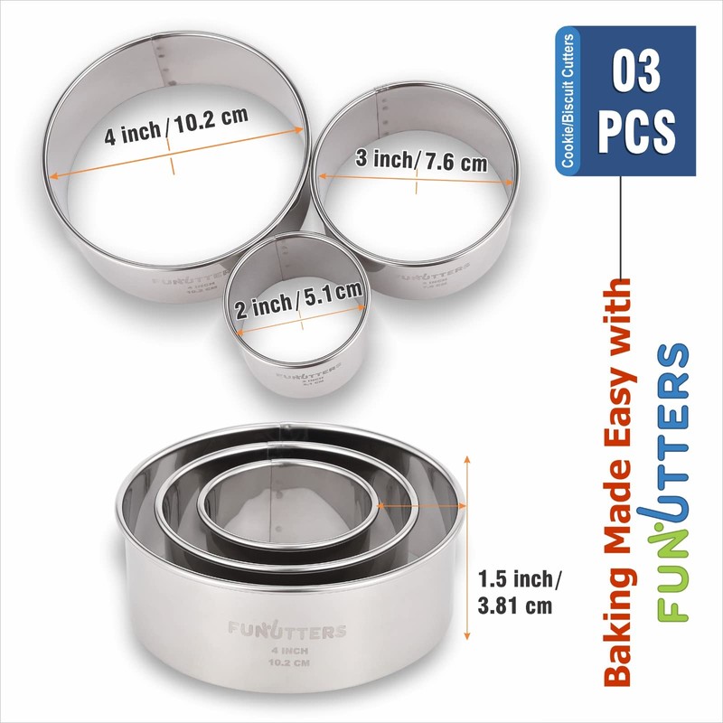 Cookie Cutter Set, 3 Pc Kit, Measuring 2'', 3'', and