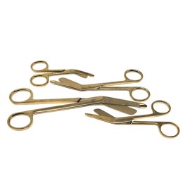 Nurse Bandage Scissors Set of 4 Pcs First Aid Kit Shears Stainless Steel Used by Vet Tech Nurses, RN, BSN, LPN, To Give as Medical Students Graduation Grad Gift (Full Gold - 3.5"+4.5"+5.5"+7.25")