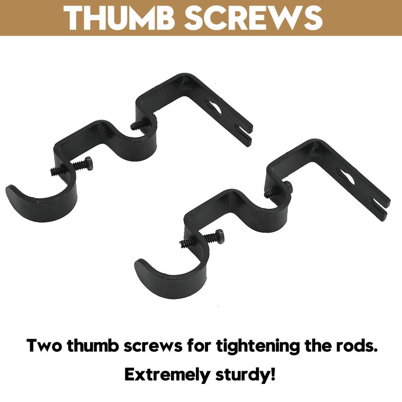 AddGrace 2 PCS Double Curtain Rod Bracket Heavy Duty Vintage