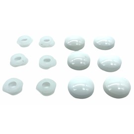 6 x Screw Cover Caps for No 6-8 Gauge Screws, Firm Clip-On Type (White)