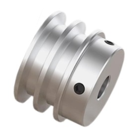 CHANCS Double Groove Pulley 40mmOD 10mm Fixed Bore V-Belt Pulley for Motor Shaft 6mm(1/4") PU Round Belt