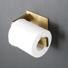 Vanloory Toilet Paper Holder, Self Adhesive Tissue Holder Stainless Steel Rustproof Paper Roll Holder, No Drilling Easy to Install, Toilet Paper Rack Suitable for Office, Bathroom (Brushed Gold)