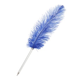 PATIKIL 30cm/12 Feather Ballpoint Pen, 1 Pcs Ink Vintage Quill Pen Refined Plated Dip Pen for Calligraphy Writing Signature Wedding Gift, Blue