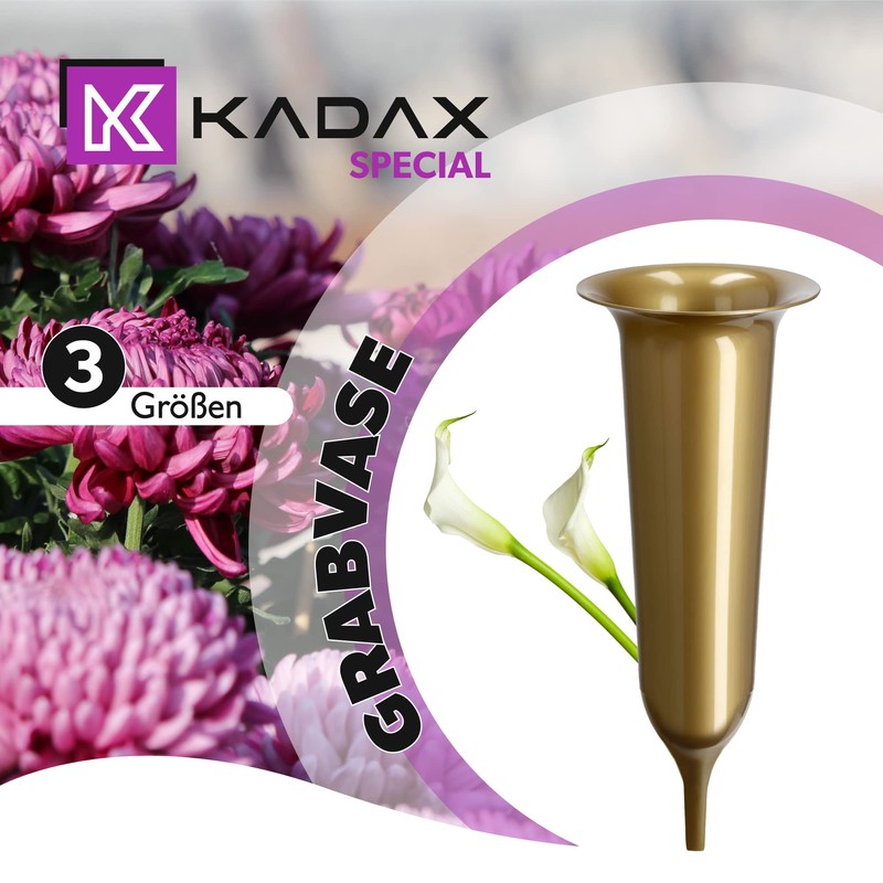 Kadax Plastic cemetery vase, weatherproof, frost-proof flower vase with spike,