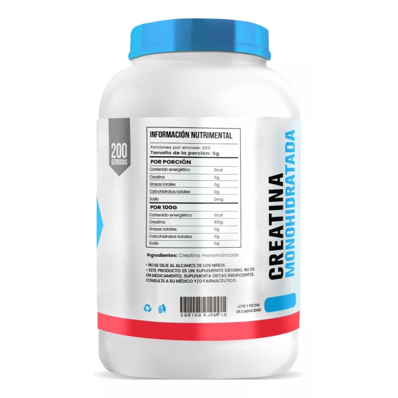 D-MON Suplemento Creatina Monohidratada D-mon 1 Kg 200 Servicios Sabor