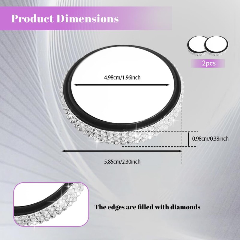 RGOAANC 2PCS Car Blind Spot Mirror, Round Side Mirror, 360°