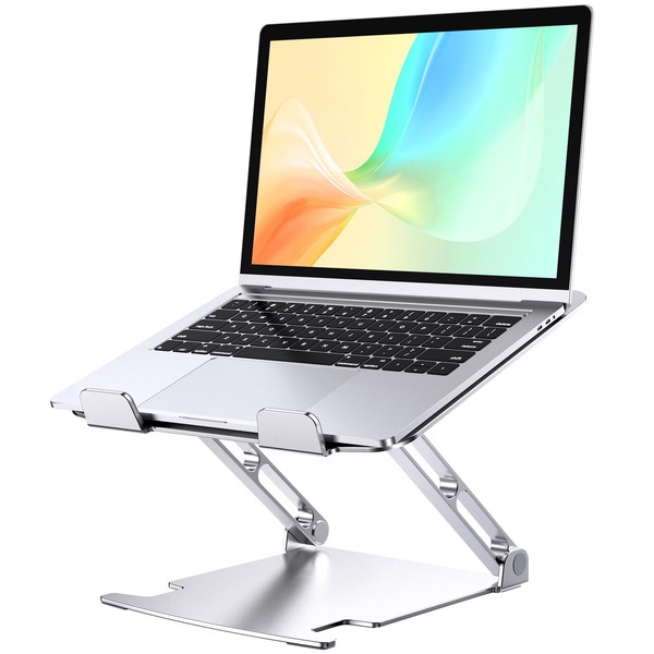 Glangeh Laptop Stand Aluminium Robust, Ventilated Ergonomic Laptop Stand with Height Adjustable, Heat Dissipation Laptop Stand Compatible with MacBook Pro Air, Dell, HP, All 10-16 Inch Laptops