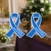 WANDIC 50 Pcs Blue Ribbon Metal Pins, Memorial Ribbon Alloy