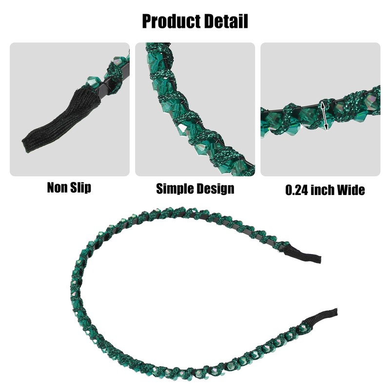 VOCOSTE Hair Hoops Women Headband Headband Rhinestone 0.6cm Width 1pcs