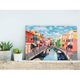murando - Painting by Numbers Architecture River Italy 60 x 40 cm Painting Set with Wooden Frame on Canvas for Adults Children Painting Hand-Painted Kit DIY Gift Decoration n-A-1062-d-a