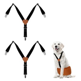 JUDIXY 2Pcs Premium Dog Suspenders for Diapers, Belly Bands, Dog Apparel, Adjustable Elastic, Size avaiable for Small Medium and Large Dogs (Black S)