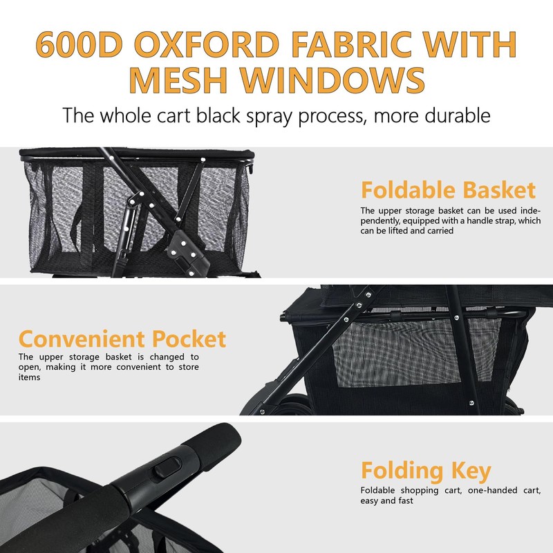 Newly Upgraded Portable Shopping Cart, 80 lbs Foldable Personal Grocery