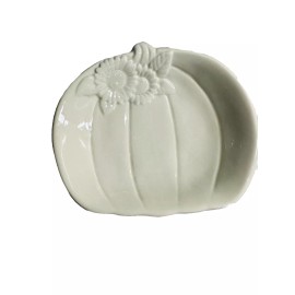 Harvest Fall Pumpkin Dish, Beige Perfect For Nuts/Candy Decorating. 6 Inches