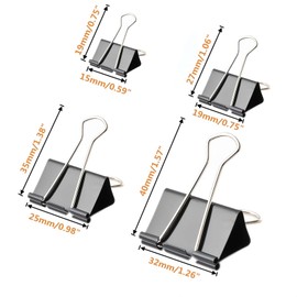 ZuiBestJia Pack of 100 Foldback Clips Black 15 mm/19 mm/25 mm/32 mm Paper Clips, Paper Clips, Metal Clips, Binder Clips, Multi-Purpose Clips for Office Supplies, Stationery Paper