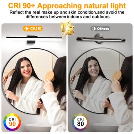 IZORRO 32 inch Modern LED Vanity Light Bar for Bathroom, IP44 (Dimmable & 5CCT & 180°Adjustable & Retractable) Black Bathroom Lighting Fixtures Over Mirror