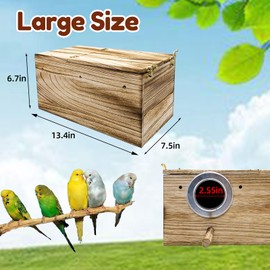 Tfwadmx Cockatiel Nesting Box Bird Nest Box Wood Bird House for Cage Parrot Breeding Boxes for Conures and Other Medium Sized Birds 13.4" x 7.5" x 6.7"