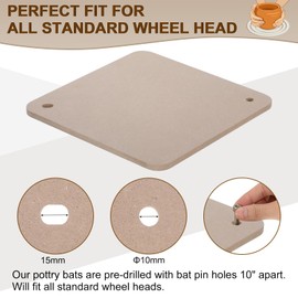 PATIKIL 4 Pack 9" Pottery Wheel Bats, 1/3" Thick Round Pottery Bat System, Pre Pin Holes 10" Apart with 1" Long Pin 304 Stainless Steel Screws for All Standard Pottery Wheels