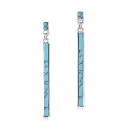 Turquoise Earrings Boho Earrings for Women Dangling Long Turquoise Stud Earrings Sterling Silver Dangle Earrings Gemstone Bar Earrings for Gift