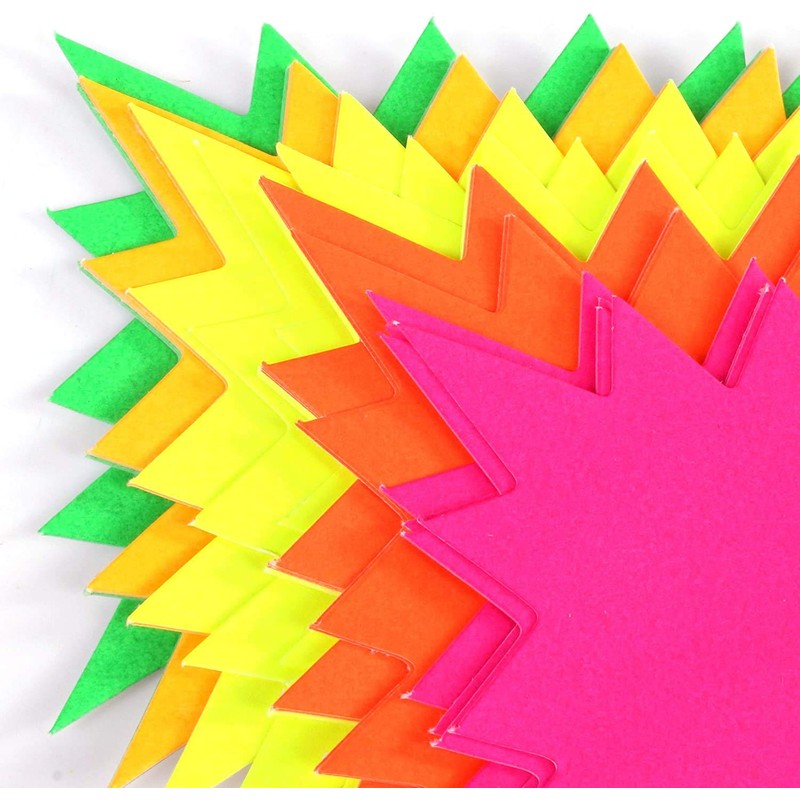 120 x neon flourescent stars - 10cm x 7.5cm [