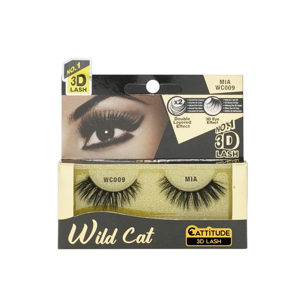CATTITUDE 3D LASHES Mia Wild Cat False Eyelashes, Lightweight & Reusable, Cruelty-Free