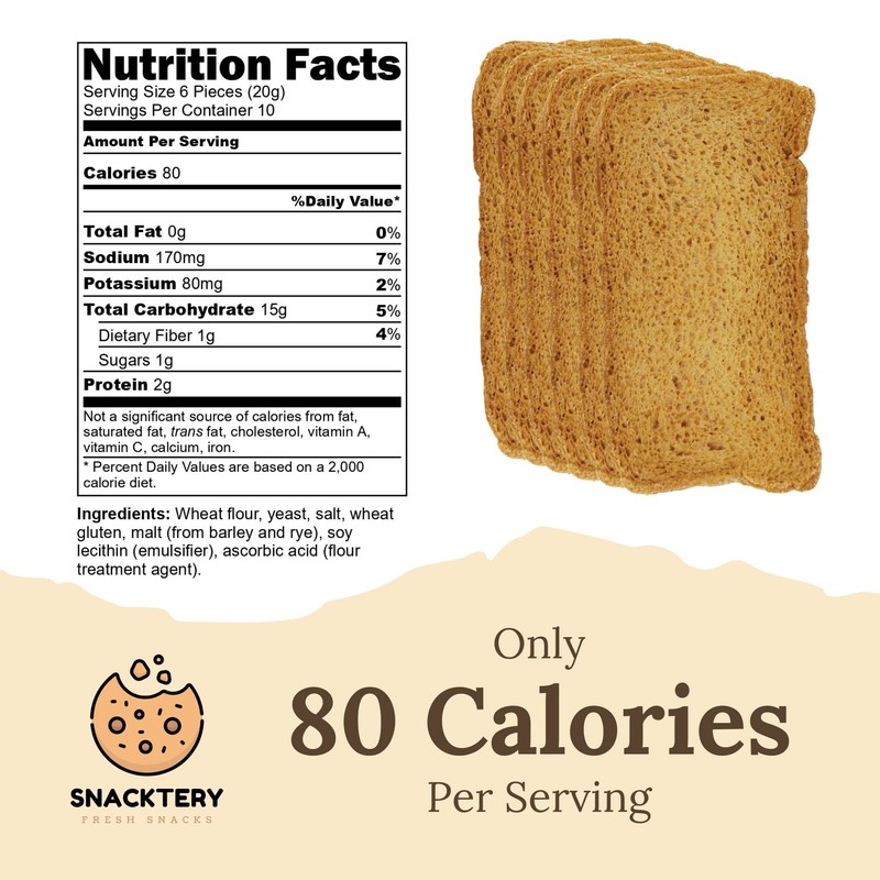 Snacktery Original Melba Toast Crackers - Thin and Crispy Flatbread