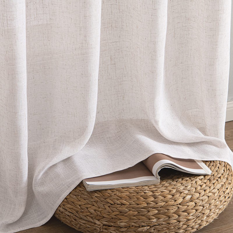 MIULEE - Cortinas de lino blanco de 45 pulgadas de