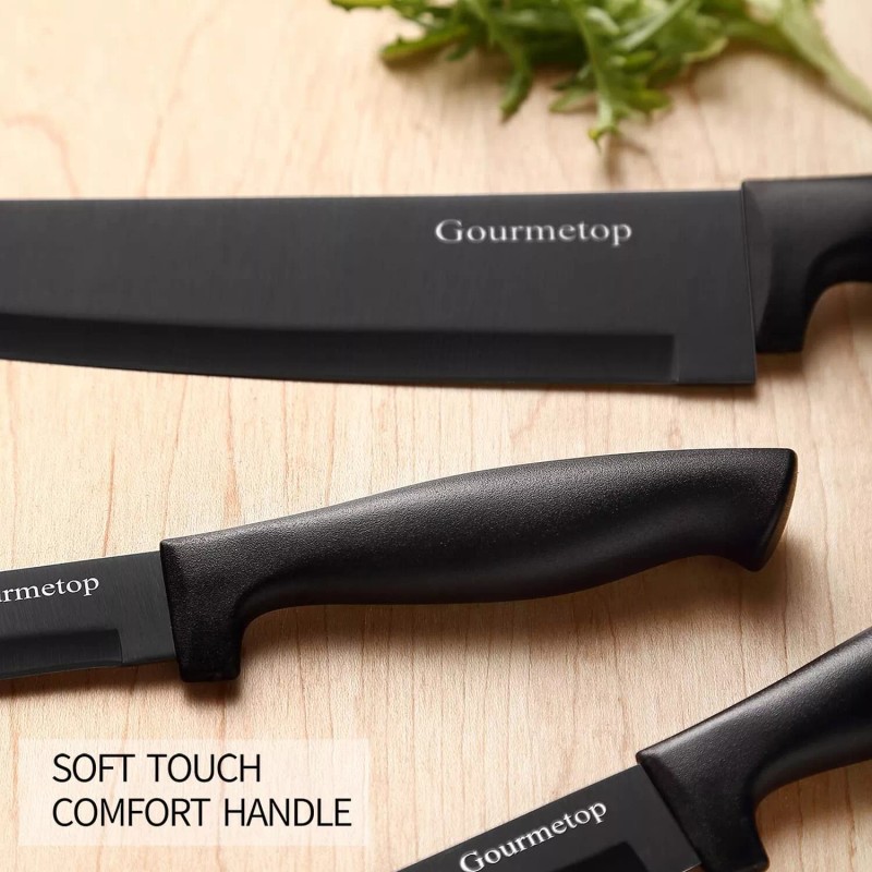 Gourmetop Kitchen Knife Set with No Drilling Magnetic Strip for