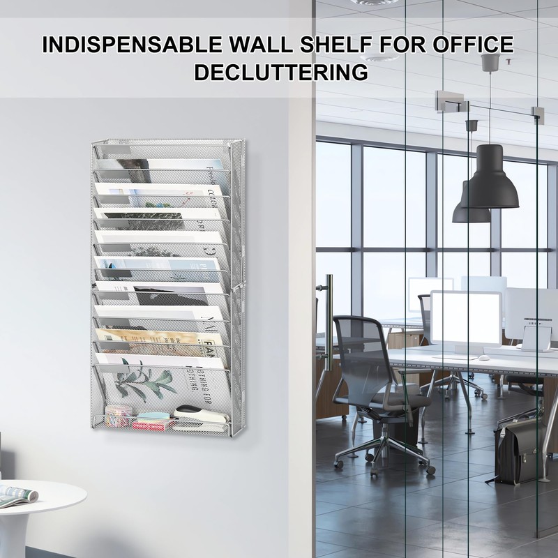 EasyPAG Wall File Holder 10 Tier Mesh Hanging Folder Organizer