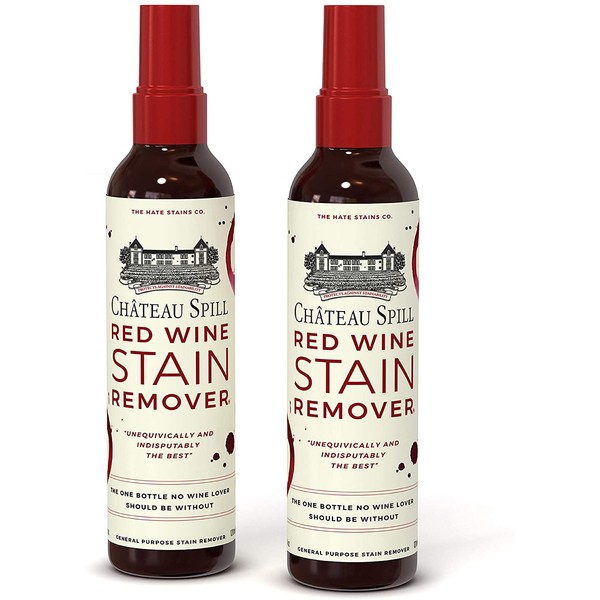 Chateau Spill Red Wine Stain Remover – Super Concentrated and Safe Spray Cleaner for New and Set-in Wine Stains on Carpet, Rugs, Clothing Upholstery and Laundry (120ml, 4 oz Spray Bottles) 2 Pack